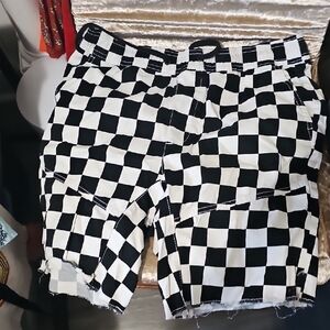 No Boundaries Black and White Flat Front Athletic Shorts